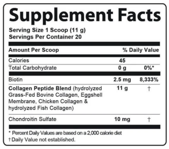 Advanced Collagen Plus Supplement Facts