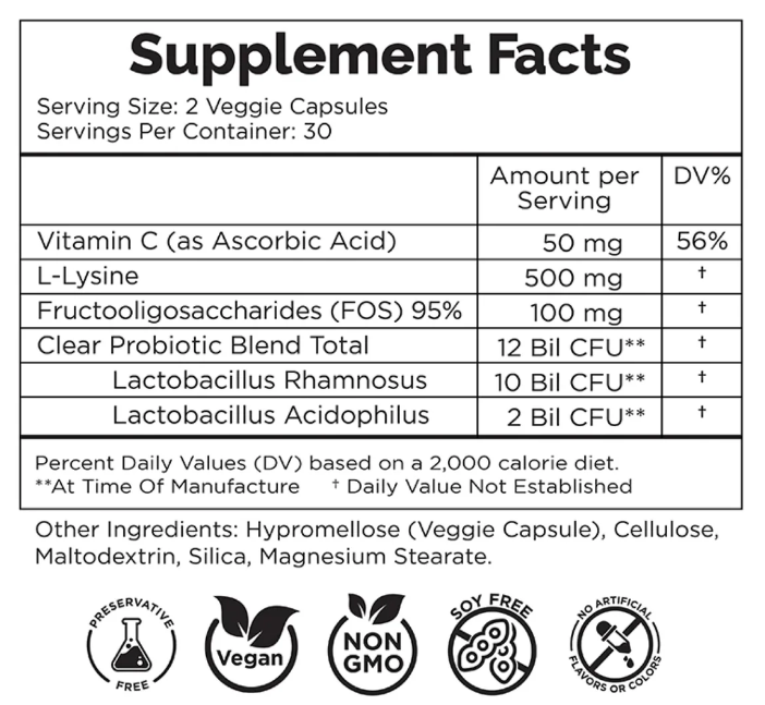 Clear Lip & Skin Health Supplement Facts