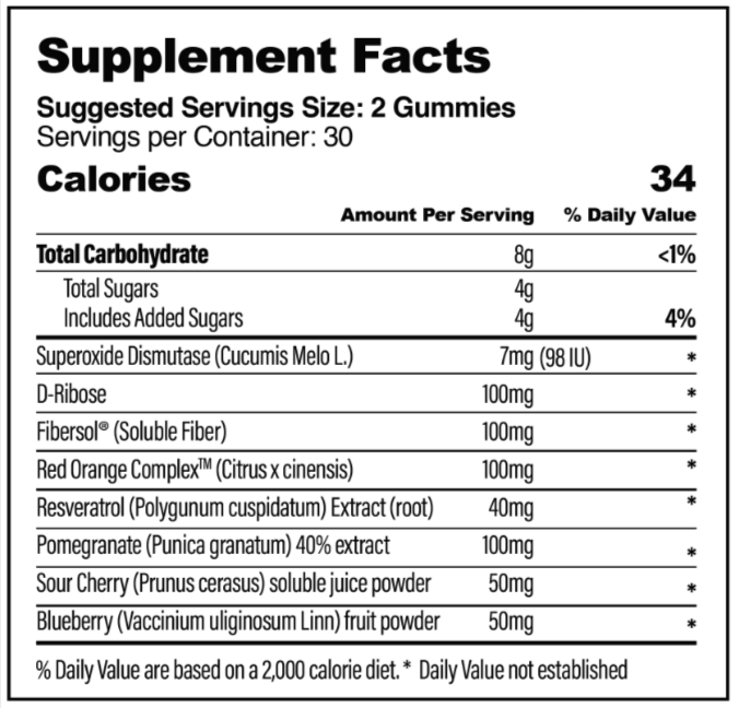 Cellev8 Inflammation & Recovery Supplement Facts