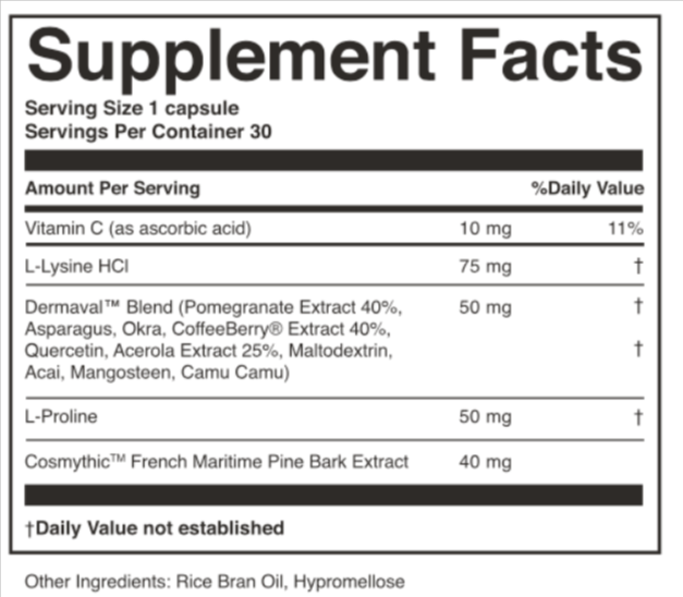 Essential-Skin-Food-Secure Supplement facts